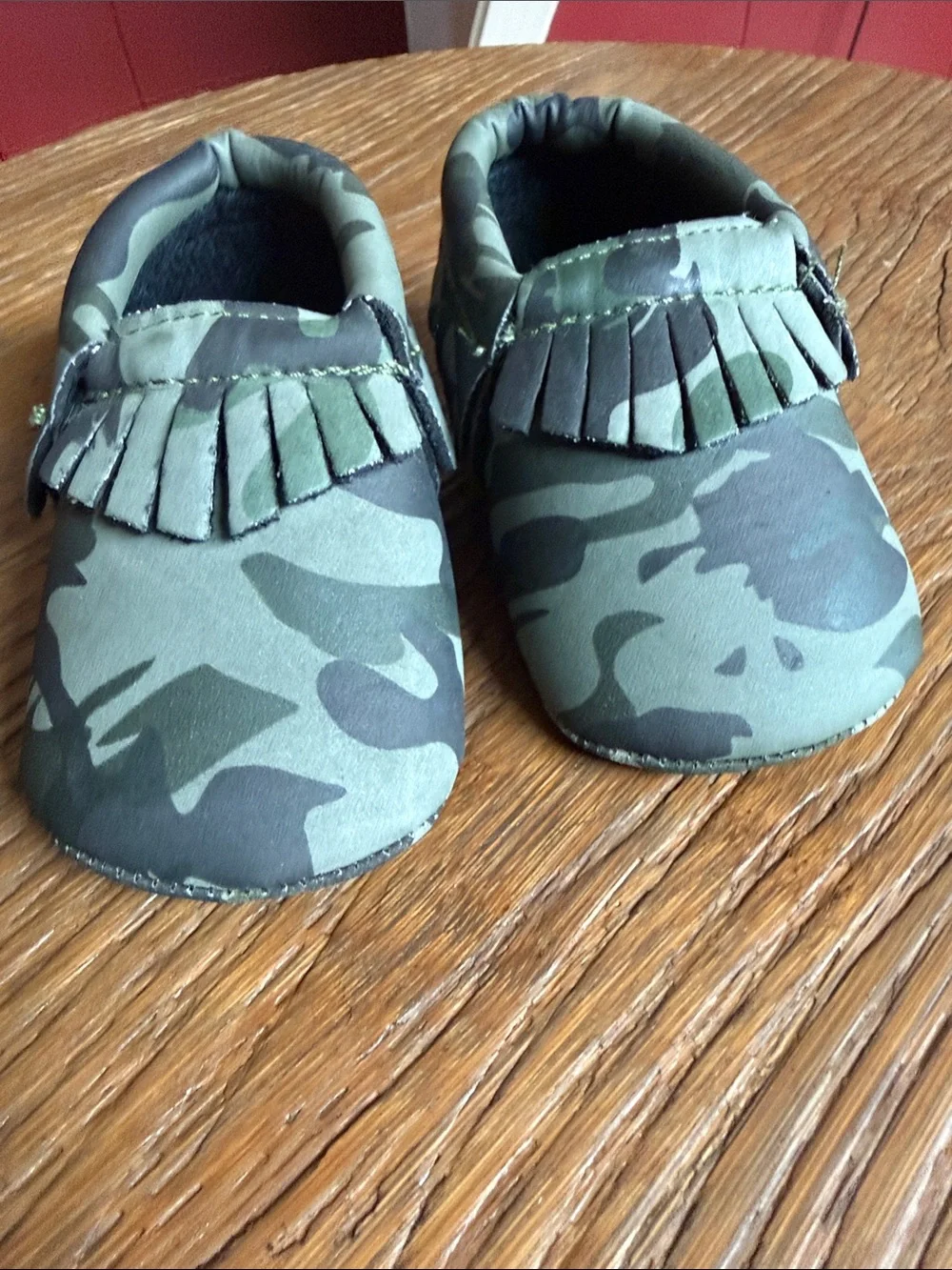Romirus Baby Boys Moccasins Soft Sole Slip On Fringe Camouflage Green Size 1